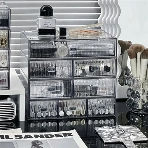 Boîte de rangement COELHO avec support de stylo acrylique compartimenté pour coiffeuse