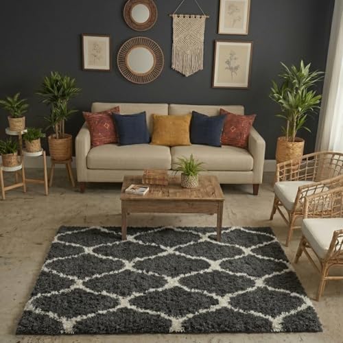 Image of Ultra Premium Shaggy Polyester Micro Rug | Super Soft Fluffy Carpet | Non-Slip Washable Area Rug for Bedroom Living Room - (Grey M, 3x5 feet, Rectangular)
