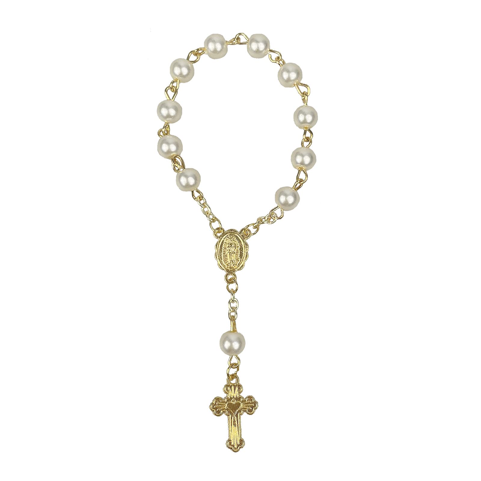 Chapelets À Doigts en Acrylique Chapelet Baptême Petit Chapelet avec Croix Faveur Fête pour Communion Baptême Fête Mariage Chapelets À Doigts Fausses Perles Catholiques Baptême Fête