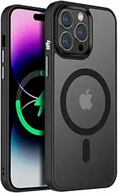 Diffy Capa Carbon para iPhone 15 Pro Max – Magnética com Carregamento Sem Fio, Fosca, Fina e Leve, Bordas Reforçadas, Botões Metálicos e Proteção de Câmera Elevada contra Arranhões (Preto)