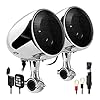 Upgraded 4 Inch Waterproof Motorcycle ATV Stereo Bluetooth Speakers with 300W Built-in Amplifier USB AUX MP3 for Sport Beach Hiking Camping (Color : Chrome – Net Size : Medium) (Chrome Net)