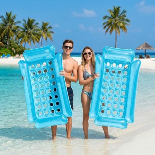 Inflatable Pool Float for Adults, Comfortable Water Lounger with Headrest, Floating Raft Mat for Outdoor Lake, Beach, Tanning Portable Swimming Pool Float Raft 51"X30" — view 6