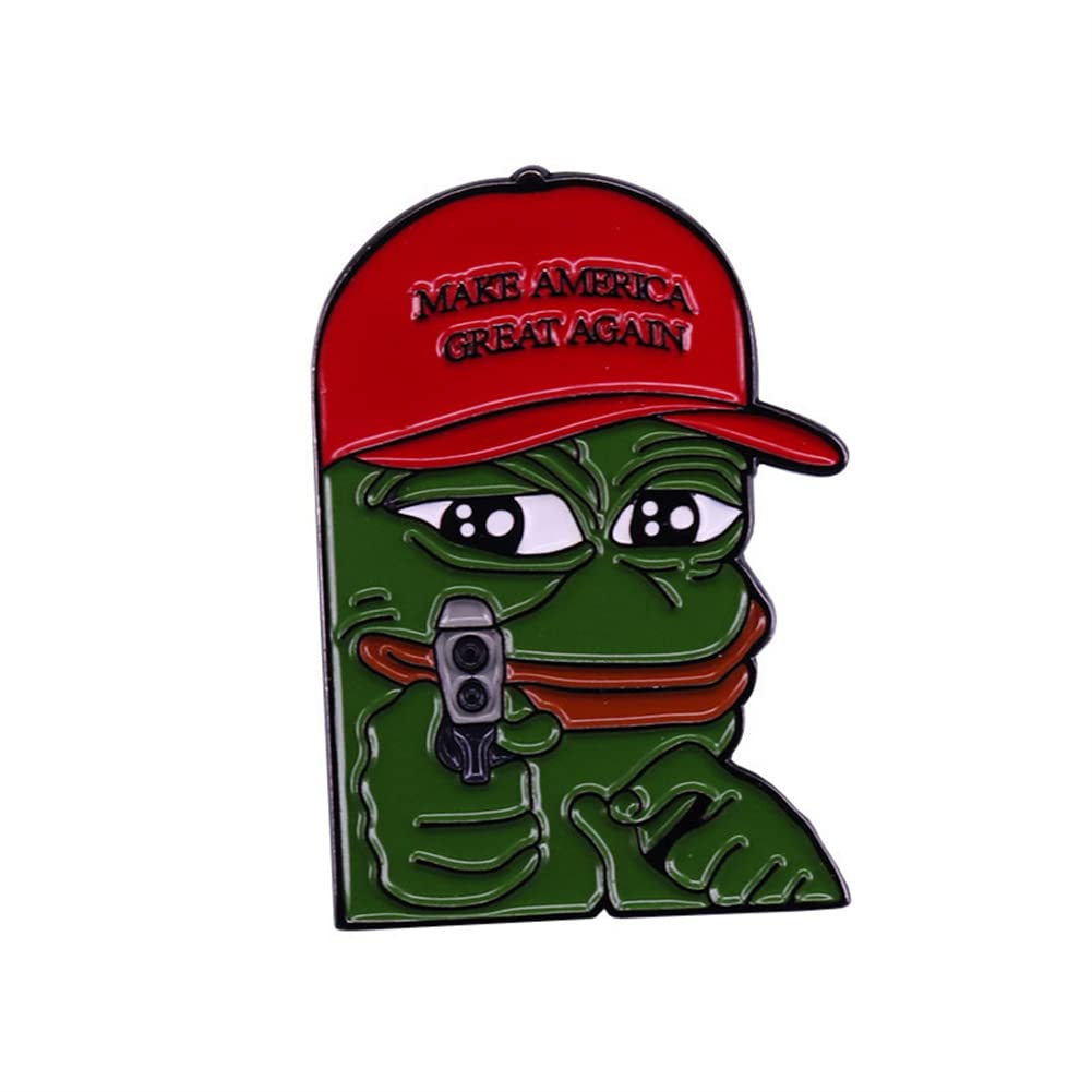 Red Hat Frog Enamel Lapel Pin Frog Enamel Brooch Fun Green Pepe Frog Enamel Pin Cartoon Animal Brooch Badge Jacket Cowboy Backpack Accessories Pin for Backpacks Jackets Hats Bags