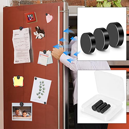 Image of 50Pcs Fridge Magnet 3 Sizes Small Magnets, 8x3mm,10x3mm,12x3mm | Different Size Refrigerator Magnet Rare Earth Magnet Black Strong Neodymium Magnets for Whiteboard Crafts DIY Office