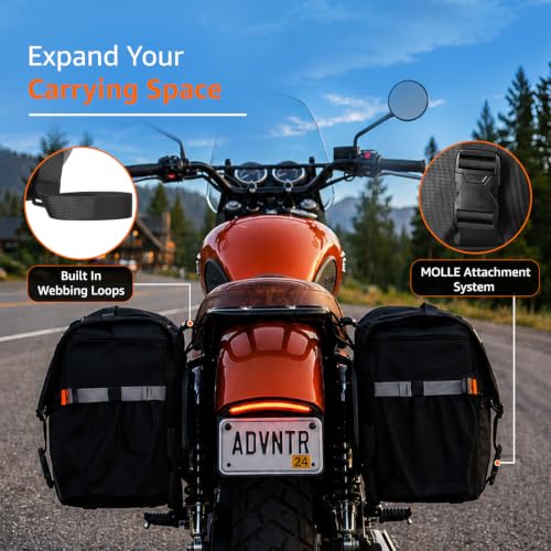 Image of Amazon Basics Motorcycle Saddlebags (70 LTR) | Inclusive of Inner Waterproof Liner & Outer rain /dust Cover
