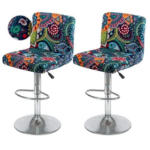 Image of FUANGUI Bar Stool Covers with Backs, 2 Pack Stretch Bar Stool Chair Covers, Knitted Jacquard Bar Stool Covers,Washable Bar Chair Covers Swivel Barstool Slipcovers,14
