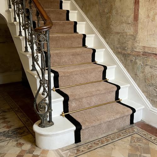 Brass Stair Runner Rod Set with Round Finials, Removable Metal Rod for Carpet Runner on Stairs, Easy to Assemble & Disassemble, 120cm/47in/3.9ft