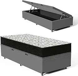 Cama Box Baú com Colchão de Espuma Ortobom - Airtech 150 D45 (Solteiro)