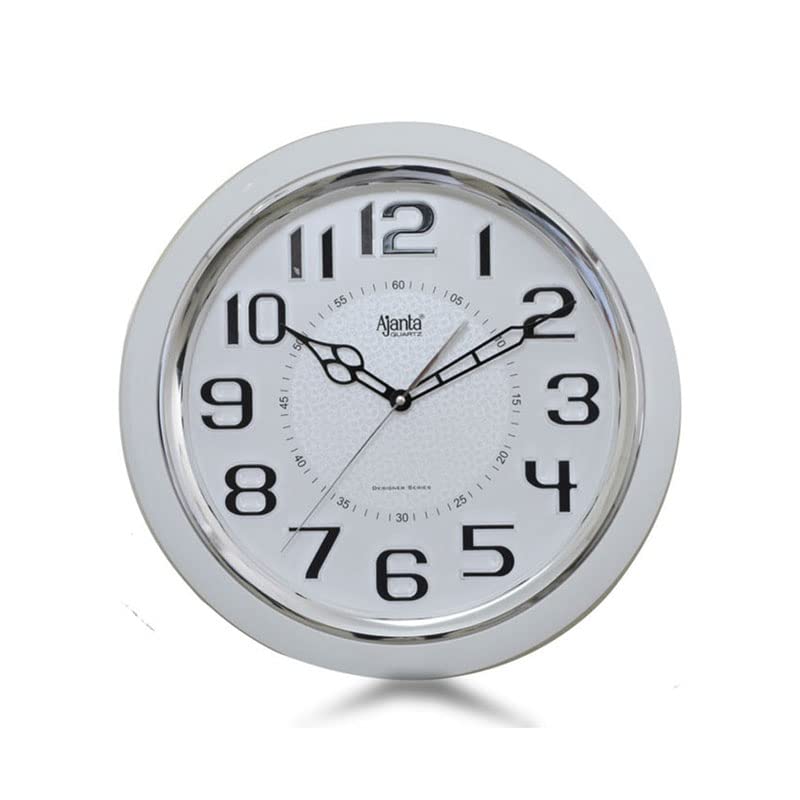 Image of Ajanta 3017 Large Wall Clock (15 Inch) - Silent Sweep Non-Ticking Movement - Stylish White Home Decor Clock for Living Room, Office
