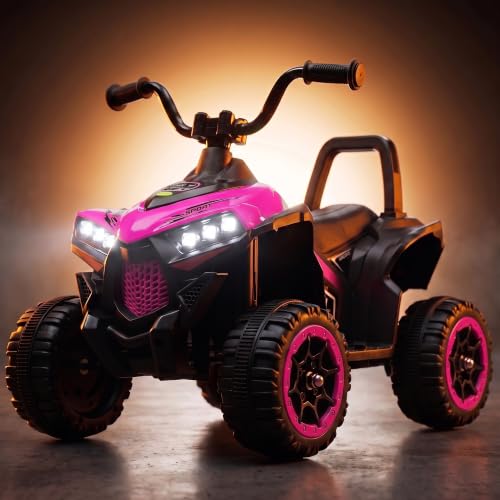 Image of Baybee Monstro Baby Electric Bike for Kids | Rechargeable Balance Bikes with LED Lights, USB, Music & Backrest | Beach ATV Dirt Bikes, 6V Battery Operated Kids Bike for 2-5 Year Boy Girl (Pink)