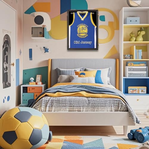 Image of Jinchuan Jersey Frame Display Case Large Frames Shadow Box Lockable with UV Protection for Baseball Basketball Football Soccer Hockey Sport Shirt Black