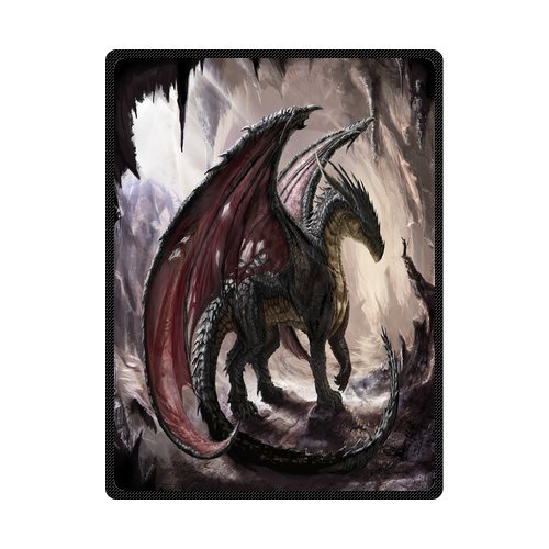 Daniellestore Soft Bed sheet Plush Throw Blanket Bedding Sleep Dragon in Cave 58 x 80 Inch