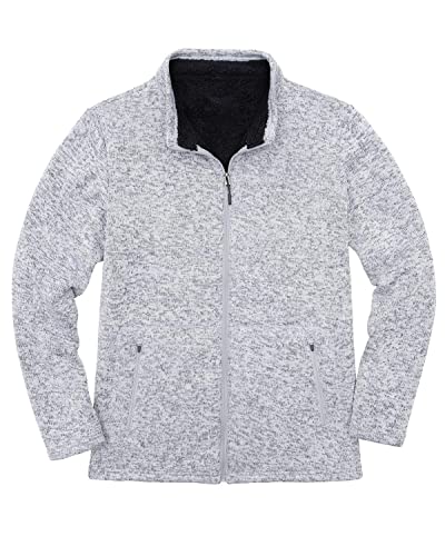 Men's Classic Fleece Sweater Jacket Long Sleeve Full Zip Athletic Jacket with Pocket Light Grey Heather S