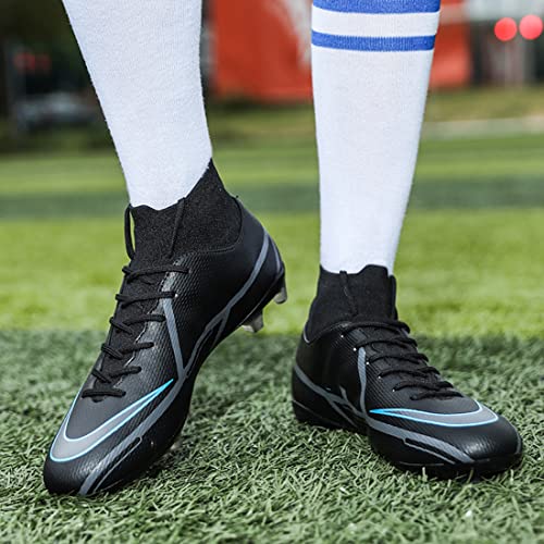 Men's Soccer Boots Football Cleats Ag Hightop Football Shoes Athletic Indoor Outdoor Comfortable Soccer Shoes Black #TOP6