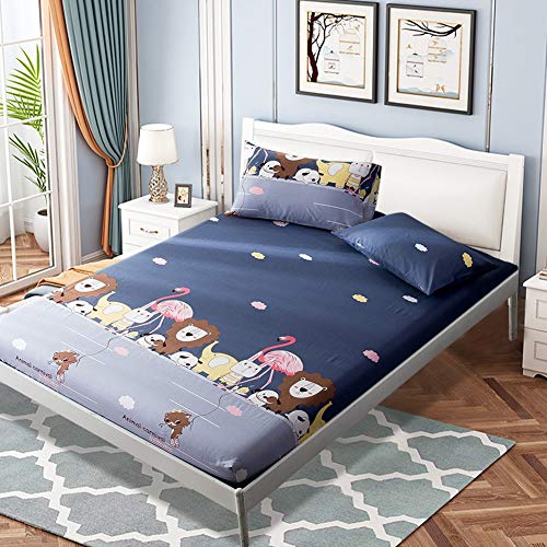 Yosoo Premium Bed Sheets Set, Cartoon Animal Printed Cotton Bed Sheet Twin Full Queen King Bedding Fitted Sheet Cover,Extra Soft Queen Sheets Set (180x200CM) #5