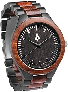 Treehut Men's Wooden Stainless Steel Watch Quartz Analog