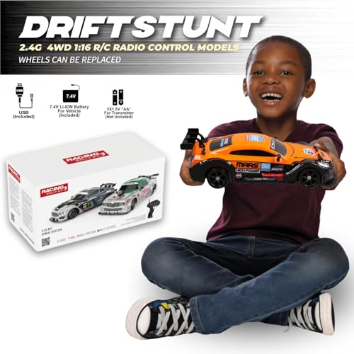 Image of Liberty Imports RC Drift Car 1 /16 2.4GHz 4WD Remote Control Sport Racing On-Road Vehicle with LED Light, Batteries and Drift Tires (Red)