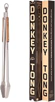 DonkeyLongTong 27" Extra Long Heavy Duty BBQ Tongs - Handmade South African Stainless Steel Grilling Tools with Wood Handles, Bottle Opener & Lock