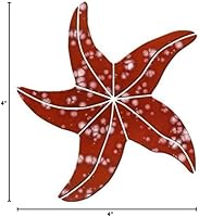 Vista 3 de Mosaico pequeño de cerámica de estrella de mar para piscina (4 pulgadas, rojo)