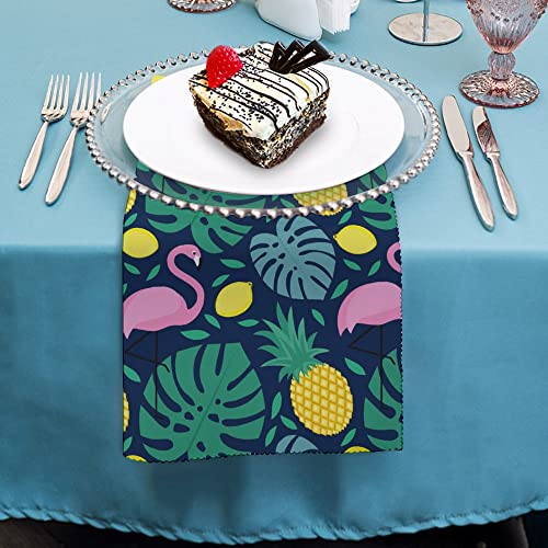 Xollar Table Cloth Napkins Set Of 6 Flamingo Pineapple Lemon Leaves Dinner Napkins Cloth Washable Reusable For Holiday Cocktail Party Home Daily Wedding Decoration Table Decor 18.7X18.7Inch #TOP3