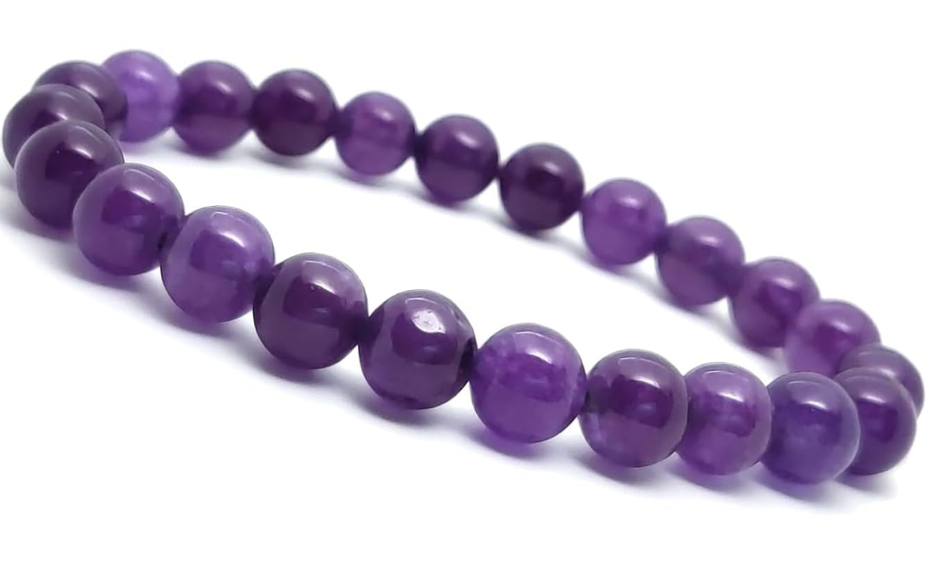Amethyst Bracelet - Reduces Stress & Anxiety, Anger Control, Handmade AAA Grade, natural 8mm smooth beads and stretch jewellery cord, for easy slip on and off. (5 Inch) THE PEARL HOUSE GIFTS (B0CTHP6RL9) Amazon Price History, Amazon Price Tracker