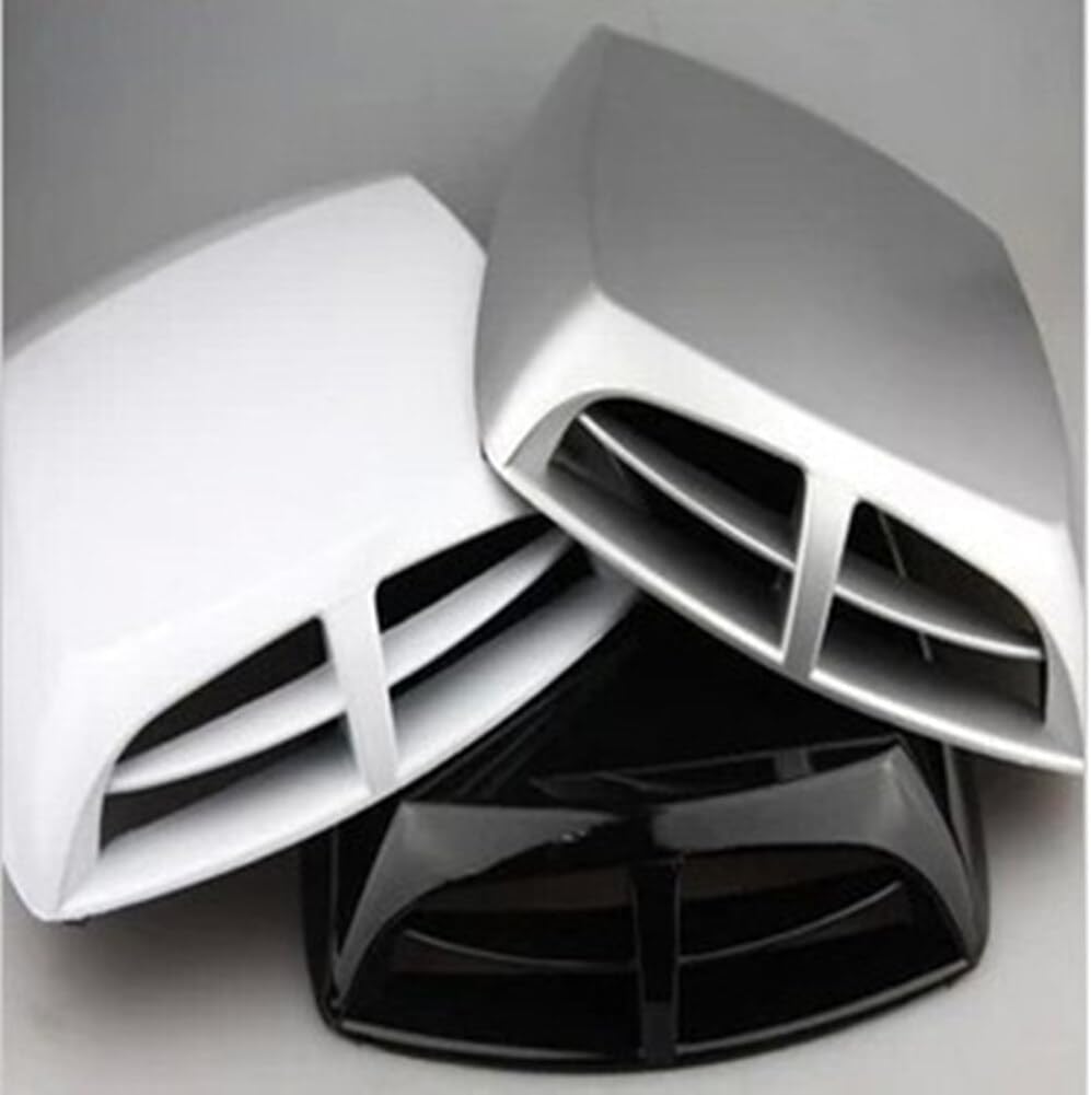 ikasus Universal Car Hood Scoop Vents,Air Flow Intake Hood Scoop Vent Turbo Bonnet Sticker Cover Hood Vent Grille Decorative Cover Hood Vent Accessories for Most Cars and Trucks White