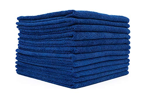 The Rag Company - All-Purpose Microfiber Terry Cleaning Towels - Commercial Grade, Highly Absorbent, Lint-Free, Streak-Free, Kitchens, Bathrooms, Offices, 300gsm, 14in x 14in, Royal Blue (12-Pack) by The Rag Company - Used condition - US$14.51
