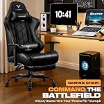 GTRACING Gaming Chair with Footrest, Ergonomic High-Back PU Leather Computer Chair with 3D Adjustable Armrests, Headrest and Lumbar Support, Office Desk Chair with Diamond Stitching for Adults & Teen