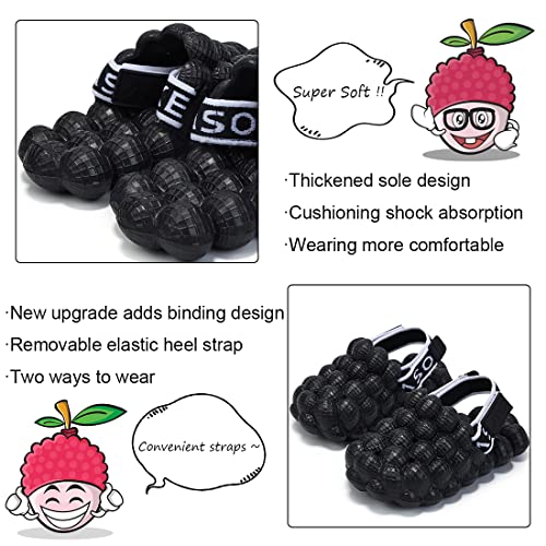 Fiedaz Kids Bubble Slides Girls Boys Funny Lychee Slides Bath Shower Slides Golf Ball Massage Slides Beach Sandals Black 3-4 Big Kid Cn 35-36 #TOP4