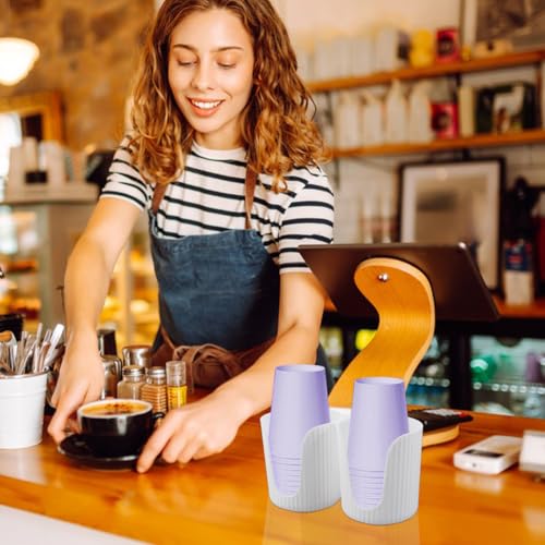 AHANDMAKER 2 Stück Plastik Becher Spender 17cm Badezimmer Halter Mundwasser Becherhalter für Waschtisch Theke Gästebad Spülen Mundhygiene Weiß