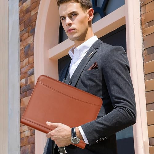 Leathario Fichário de portfólio, organizador de escritório A4, acessórios de pasta de negócios com z