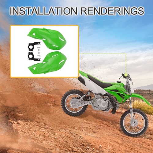 GOOFIT 7/8" Handlebar Hand Brush Guards Handguards Assy Replacmeent for Motocross Motorcycle Off-road Pit Dirt Bike ATV Green - Thumbnail 6