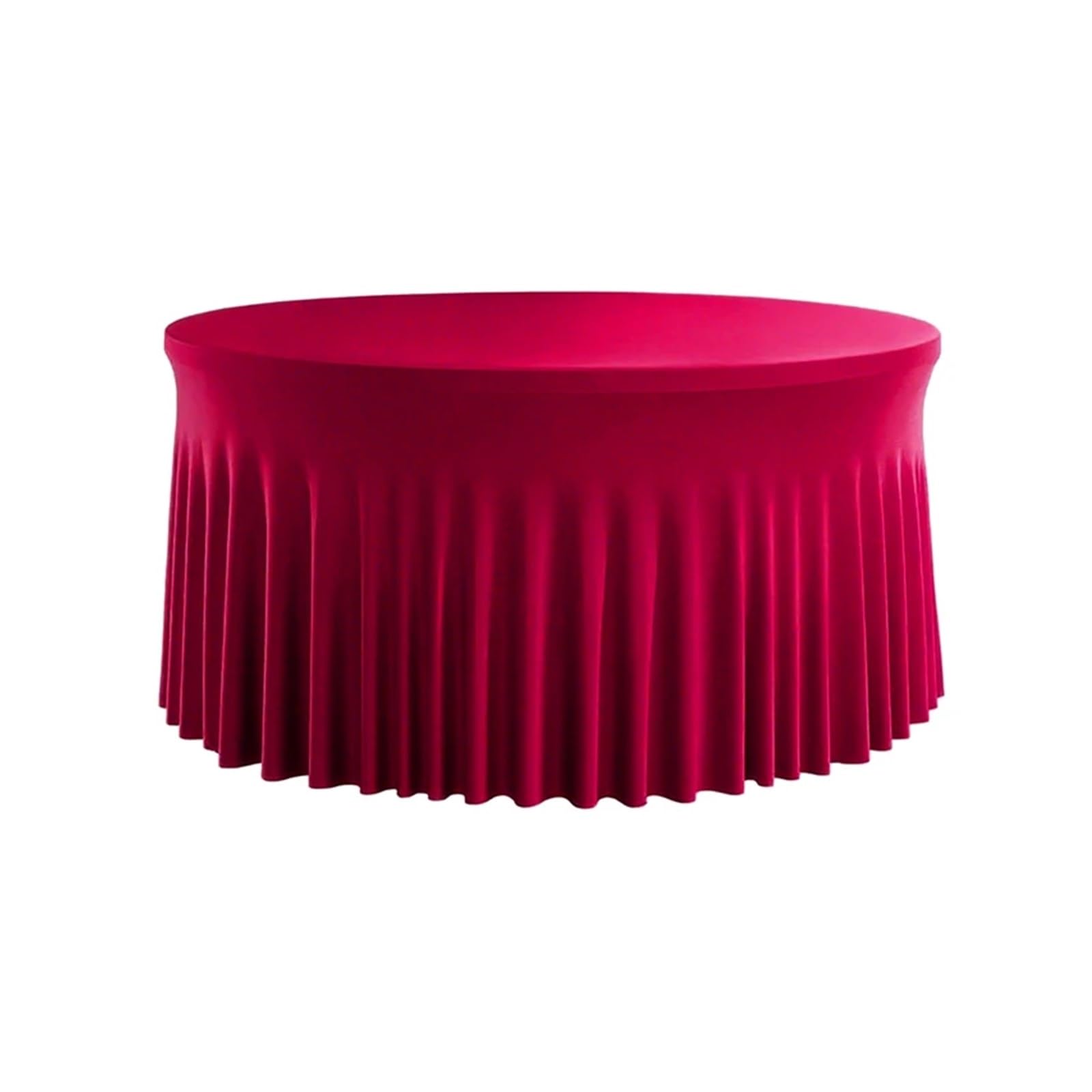 DUEXIOLY Round Table Skirt Pleated Wave Spandex Round Tablecloth Elastic Skirted Cover for Banquet Wedding Stain-Resistant For the party(Rose red,5FT 153.0CM ROUND)