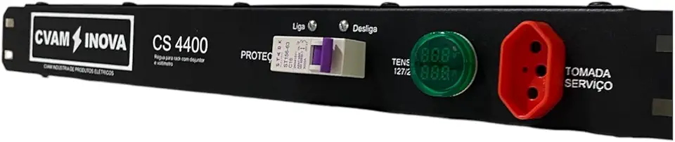 Régua Rack Som Profissional Disjuntor Voltímetro Amperímetro 127/220 CVAM