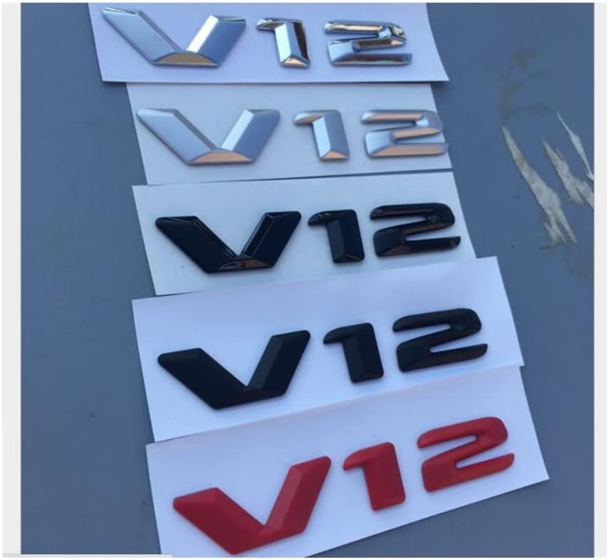 Chrome Matt Gloss Black V12 V 12 Letters Fender Badges Emblems for Mercedes Benz MAYBACH S500L S600L S560 S63 AMG (1pair V12,Matte Black)