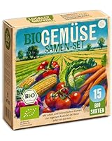 Bio Gemüse Samen Set - 15 Sorten Samen - Gemüsesamen - Saatgut Gemüse - Hochbeet Zubehör - Sämereien Saatgut Set Gurke Karotte Salat & mehr (inkl. E-Book)