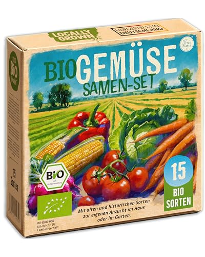 Bio Gemüse Samen Set - 15 Sorten Samen - Gemüsesamen - Saatgut Gemüse - Hochbeet Zubehör - Sämereien Saatgut Set Gurke Karotte Salat & mehr (inkl. E-Book)