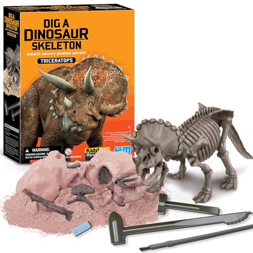 4M KidzLabs Experimentierkasten Dinosaurier-Ausgrabung: Triceratops - für Kinder ab 8 Jahre, Wissenschaft Spielzeug Mint Lernspielzeug Forscher Set Naturwissenschaft Technik Experimente