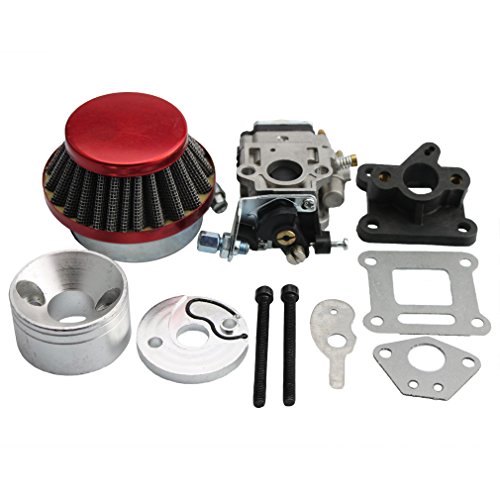 GOOFIT 15mm Carburetor Rebuild Kit with Air Filter for 2 Stroke 43cc 47cc 49cc Standup Gas Scooter Mini ATV Quad Pocket Bike Racing Motorcycle