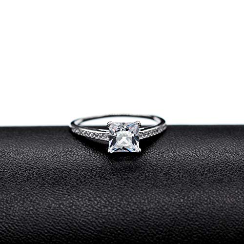 Uloveido Womens's 925 Sterling Silver Princess Cut Simulated Diamond Solitaire Engagement Ring 2g LJ0783