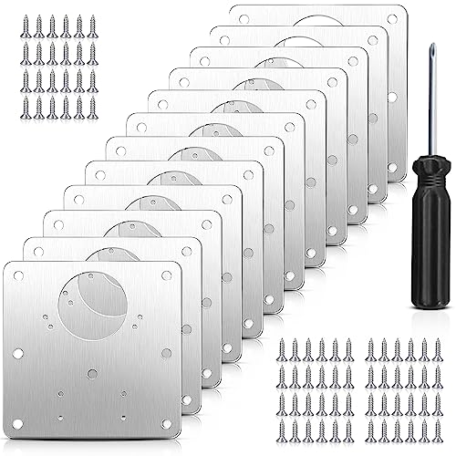 AFAIK Scharnier Reparaturset Schrank Scharnier Reparaturplatte 12PCS für Schränke,Rostfreier Stahl Scharnier Reparaturset Geeignet für Schrank, Möbel, Schublade, Fenster Mit Schraubendreher