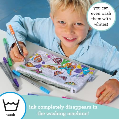 Image of DIY Coloring Butterfly Pencil Case for Kids with 10pcs Washable Markers, Reusable Art Supply Organizer, Fun Arts & Crafts Activity for Boys & Girls, Creative Gift Idea for Ages - eatsleepdoodle