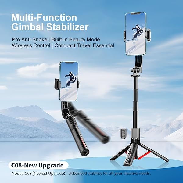 Phone Gimbal Stabilizer for Phone, Selfie Stick & Tripod with Remote Control | One-Touch Horizontal/Vertical Switch & 360 Rotation | Portable Design by irianu - Used condition - Image 7