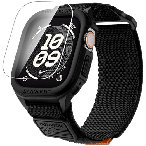 Image of Bandletic Rugged Case with Band Compatible with Apple Watch 49mm(Ultra 3 /2 /1),46mm(Series 11 /10), 45mm(Seriess 9 /8 /7),44mm(SE3 /SE2 /SE /6 /5 /4), Protective Cover Sport Accessories for iWatch Men