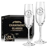Tom Boy 25th Anniversary Champagne Flutes, Wedding Gifts Anniversary for Couple, 25th Wedding Anniversary Champagne Flutes Glasses Set of 2, Couple gifts, Anniversary 25th Gifts for Parents
