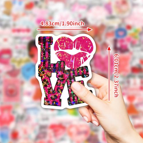Image of 100Pcs Holographic Valentines Stickers, Heart Valentine's Stickers Bulk for Valentines Day Gifts for Classroom School Exchange,Thickened Backing Vinyl Decals, Party Favors