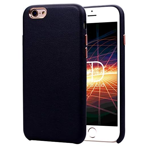 Radoo iPhone 6S/iPhone 6 skal, smal passform läder stötsäker fodral premium läder och TPU design stöd trådlös laddning kompatibel med Apple iPhone 6S/iPhone 6 4,7 tum svart)
