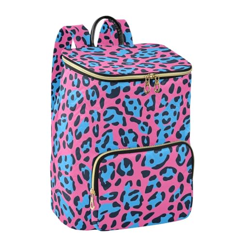 KLL Peach Blue Animal Leopard Print Fur Women Backpack Large Capacity Travel Bag Ladies Shoulder Bag for Yoga Sports Travel2