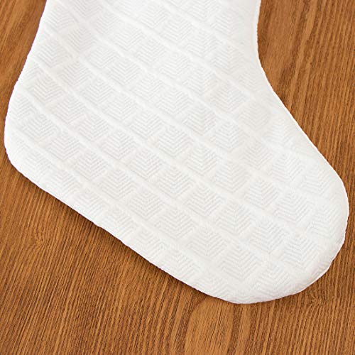 Edldecco 20.5 Inches Christmas Stocking White With Faux Fur Border Trim Handicraft Xmas Tree Decoration Ornaments #TOP5