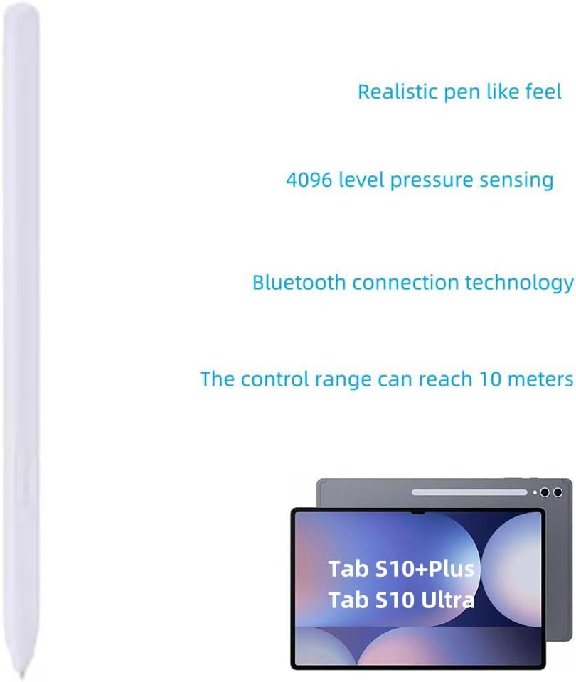 Tab S10 Ultra/S10 Plus S Pen Compatible with Samsung Galaxy Tab S10+ Plus/Tab S10 Ultra All Versions, Stylus Pen with Bluetooth, 4096 Pressure Sensor .Slim 0.7mm Tip with 5xTips (Moonstone Gray)